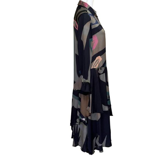Palmer//Harding black/green graphic maxidress, 10, flowy, layered, artsy, wacky - Picture 2 of 8
